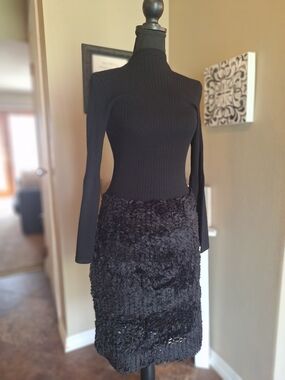 NWT Tyler Boe Black Textured Evening Dress XS